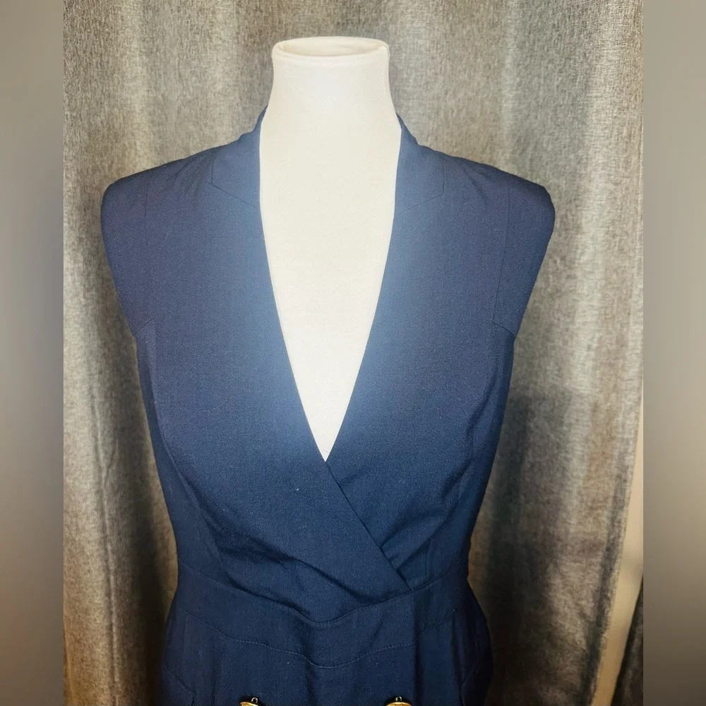 Venus Navy Blue Sleeveless Blazer Dress Women’s Size 8 – Midi Dress